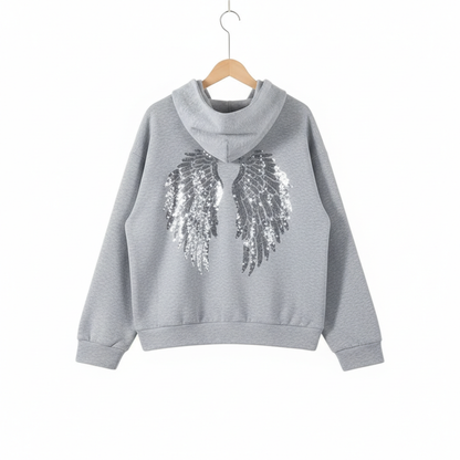 Sequin Graphic Angel Hoodie And Pants Set