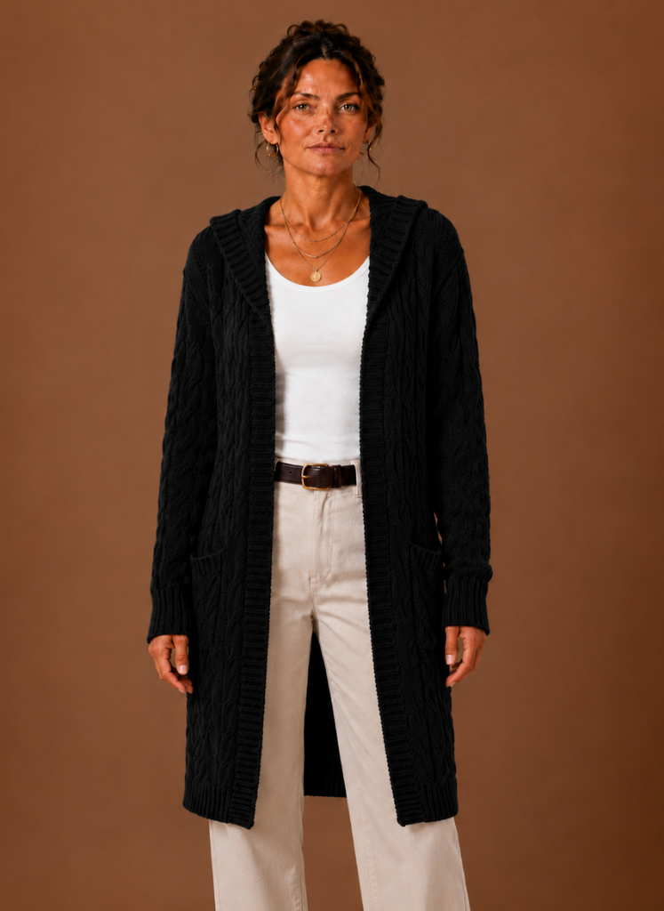 Wilder | Hooded Cable Knit Cardigan