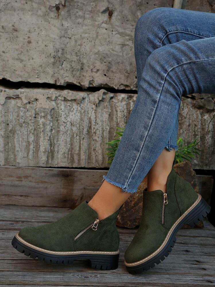 Women's Black Leather Ankle Boots | Classic Supportive Square Heel Everyday Footwear 5