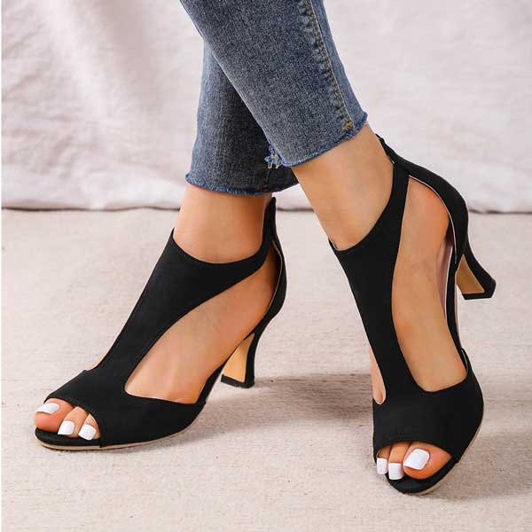 Women's Black Synthetic Block Heels | Comfortable Orthopedic Supportive Footwear 4