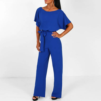 Women's Black Wide-Leg Jumpsuit | Elegant Belted All-in-One Outfit 2