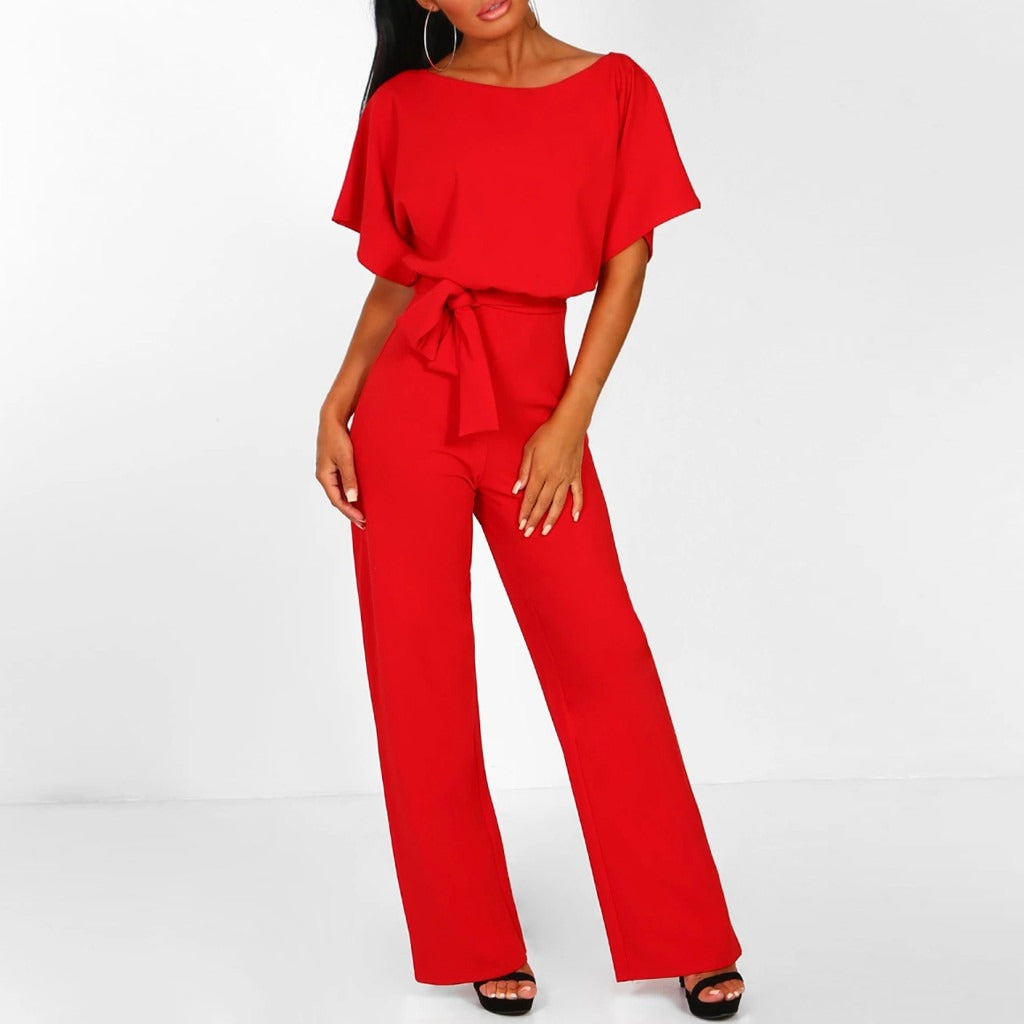 Women's Black Wide-Leg Jumpsuit | Elegant Belted All-in-One Outfit 5