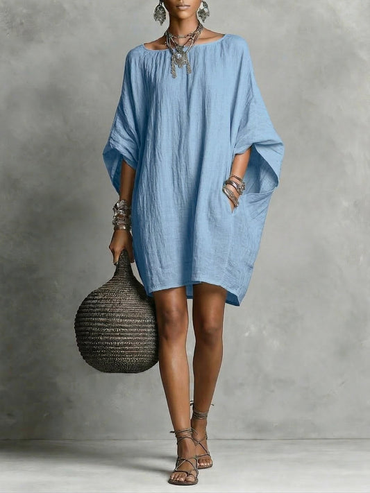 Women's Breathable Cotton-Linen Summer Dress | Casual Loose-Fit Everyday Wear 0