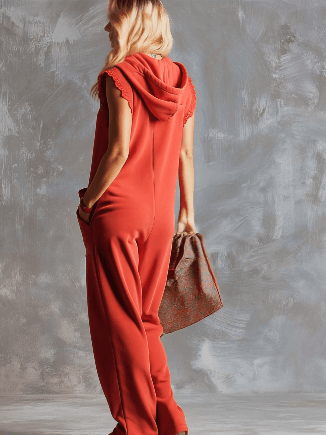 Women's Breathable Cotton Jumpsuit | Sporty Hooded V-Neck with Zipper 2