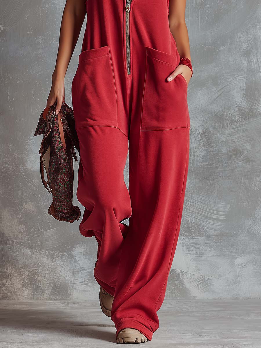 Women's Breathable Cotton Jumpsuit | Sporty Hooded V-Neck with Zipper 8