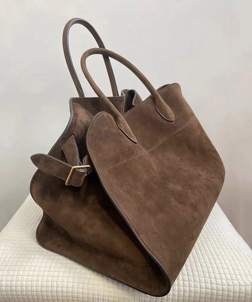 Women's Brown Faux Suede Tote Bag | Spacious Stylish Handbag for Everyday Use 0