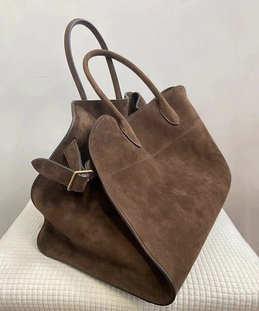 Women's Brown Faux Suede Tote Bag | Spacious Stylish Handbag for Everyday Use 0