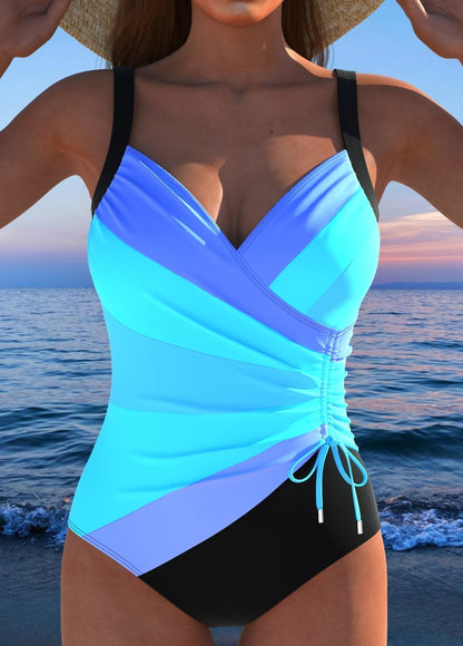 Women's Colorful Printed One Piece Swimsuit | Elegant Tummy Control Surplice Design 2