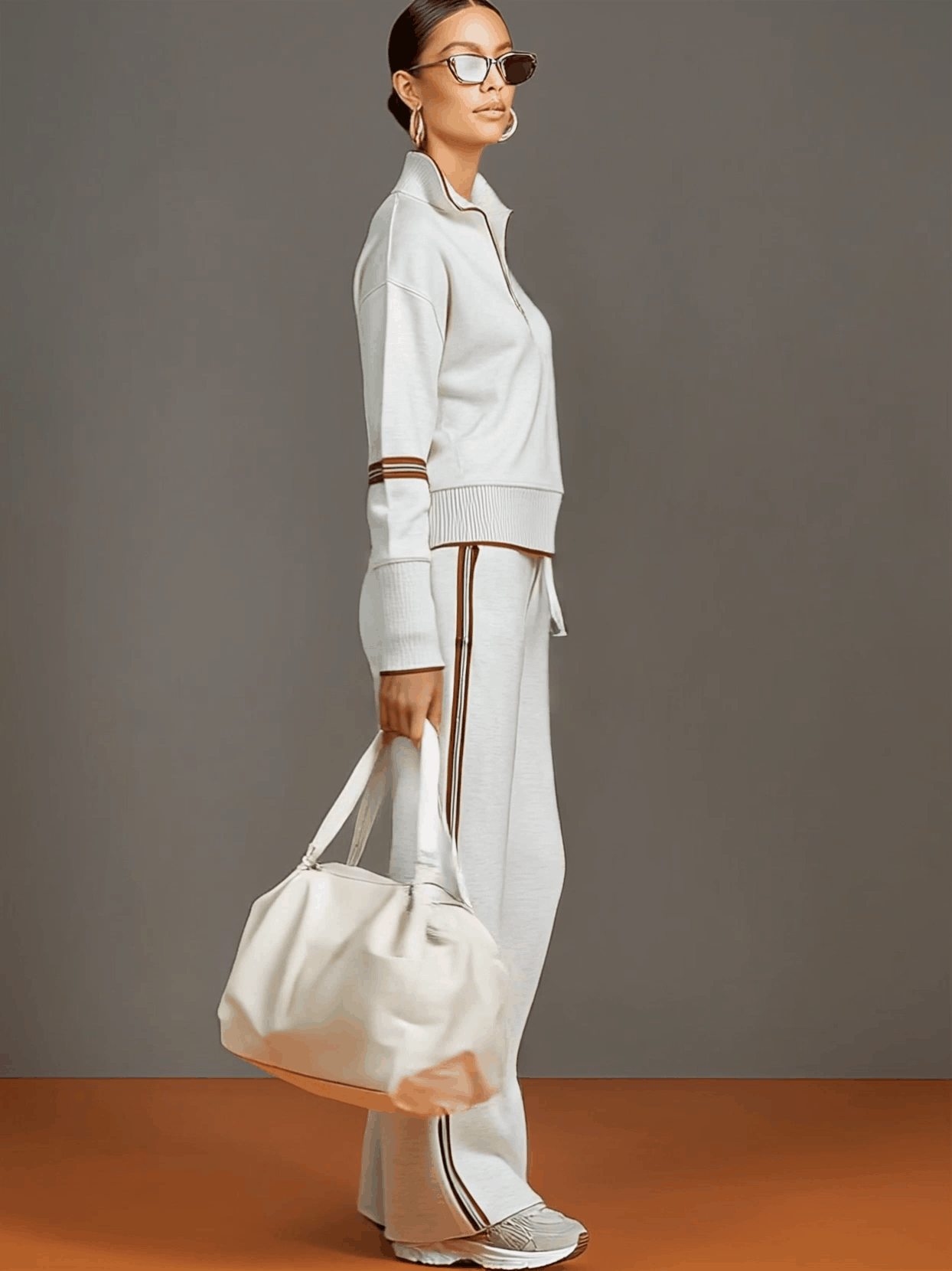 Women's Comfortable Cotton-Blend Hoodie and Sweatpants Set | Retro Sporty Loose Fit Athletic Outfit 2