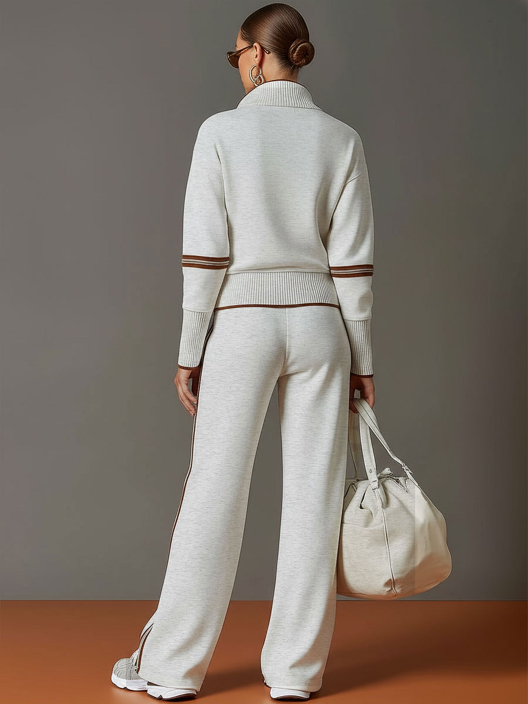 Women's Comfortable Cotton-Blend Hoodie and Sweatpants Set | Retro Sporty Loose Fit Athletic Outfit 4