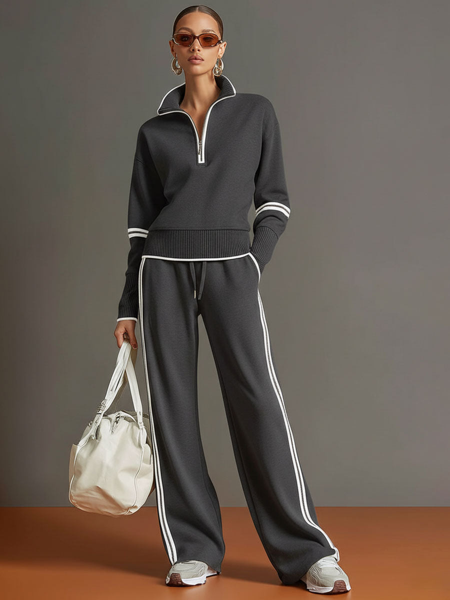 Women's Comfortable Cotton-Blend Hoodie and Sweatpants Set | Retro Sporty Loose Fit Athletic Outfit 5