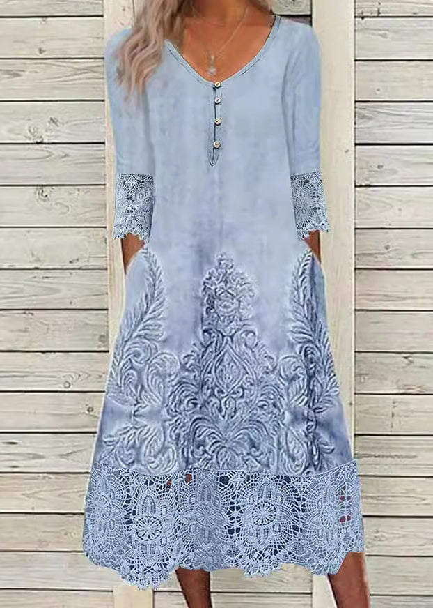 Women's Cotton Blend Lace Patchwork Maxi Dress | Stylish Loose-Fit Summer Dress 1
