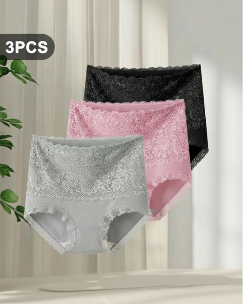Women's Cotton Lace Briefs | Soft High-Waist Elegant Underwear | Breathable Comfort Lingerie 0