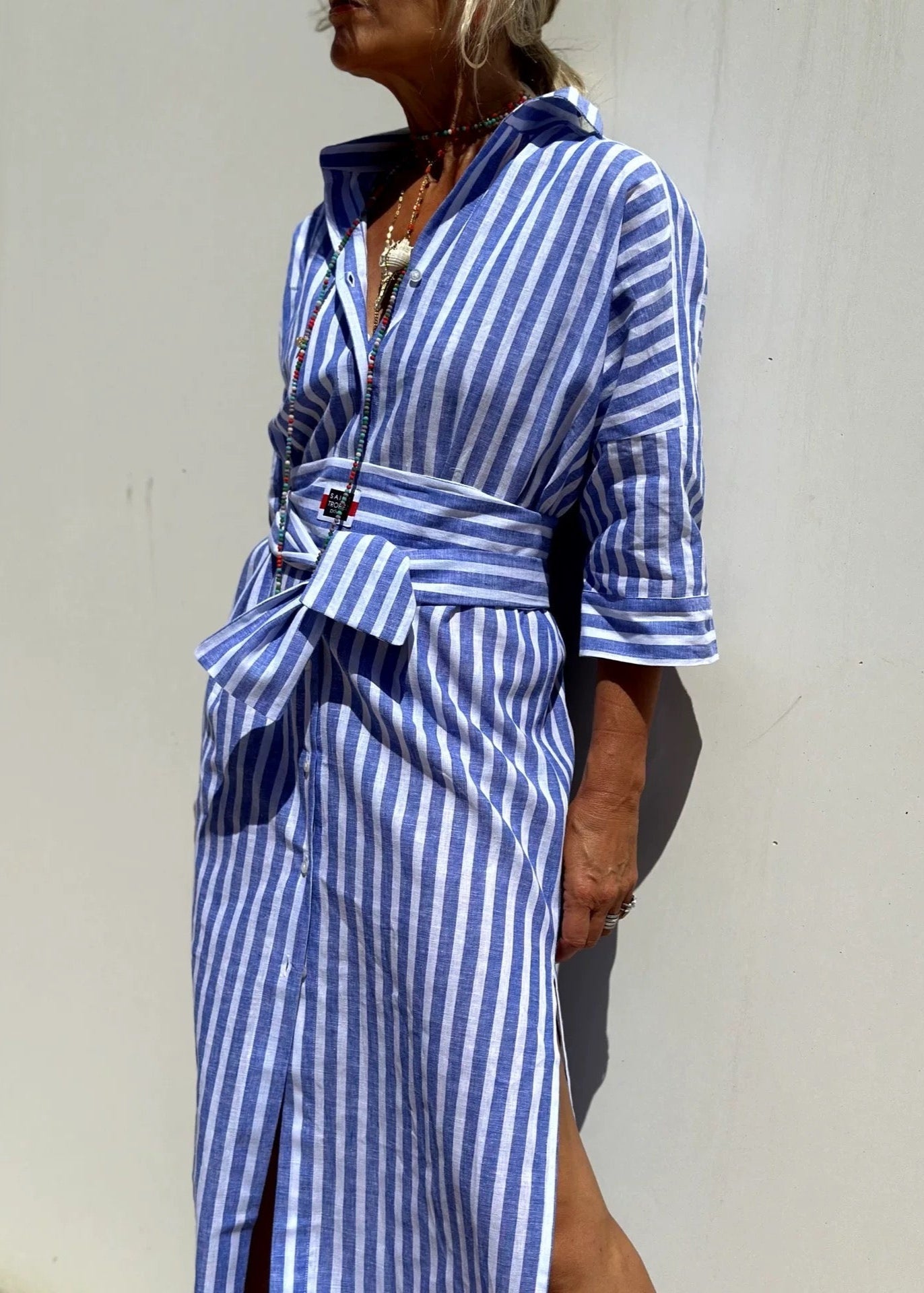 Women's Cotton Striped Shirt Dress | Comfortable Relaxed Fit Summer Dress 1