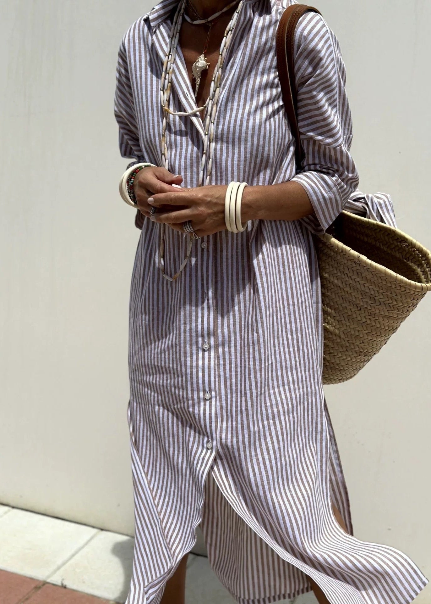 Women's Cotton Striped Shirt Dress | Comfortable Relaxed Fit Summer Dress 2