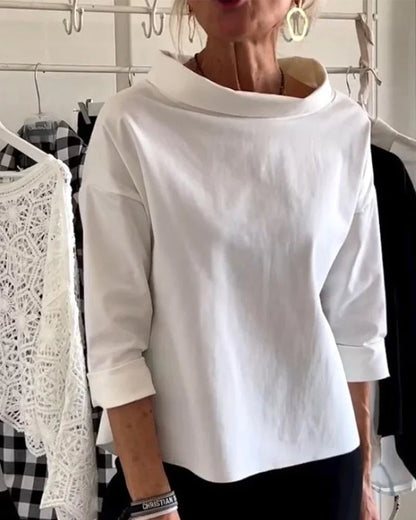 Women's Elegant Cowl Neck Top | Relaxed Fit 3/4 Sleeve Blouse for Women 0