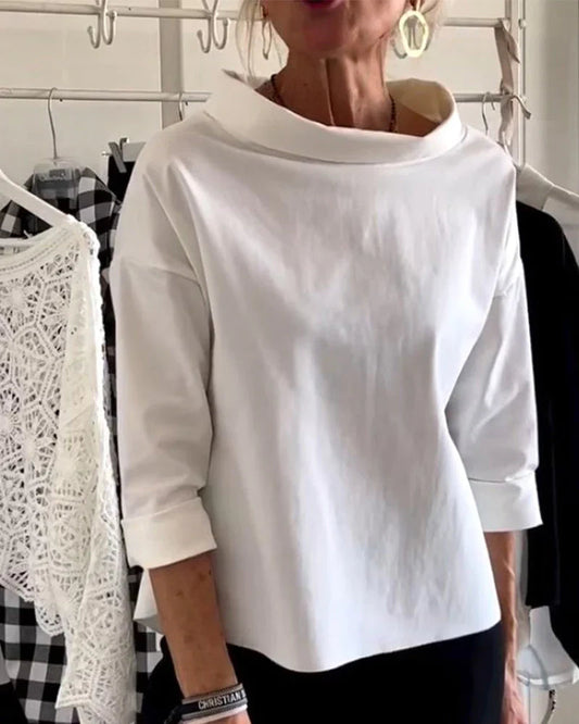 Women's Elegant Cowl Neck Top | Relaxed Fit 3/4 Sleeve Blouse for Women 0