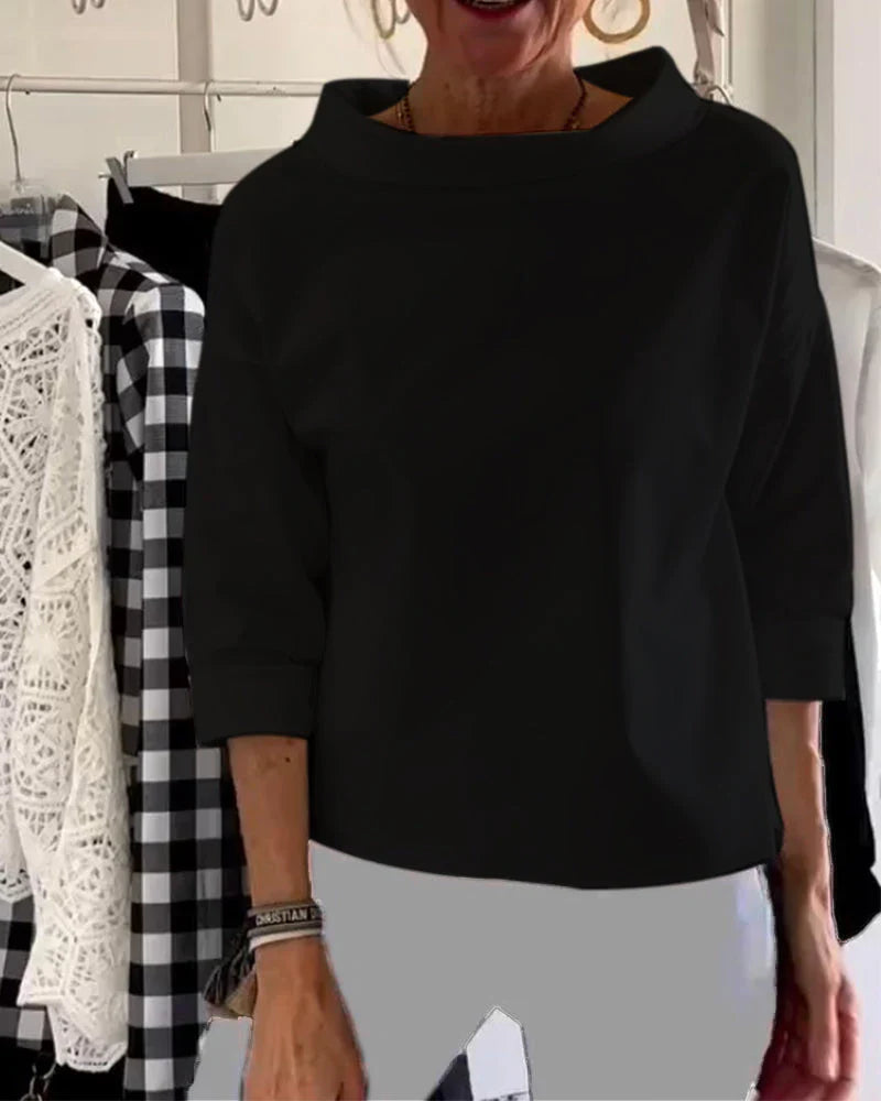 Women's Elegant Cowl Neck Top | Relaxed Fit 3/4 Sleeve Blouse for Women 2