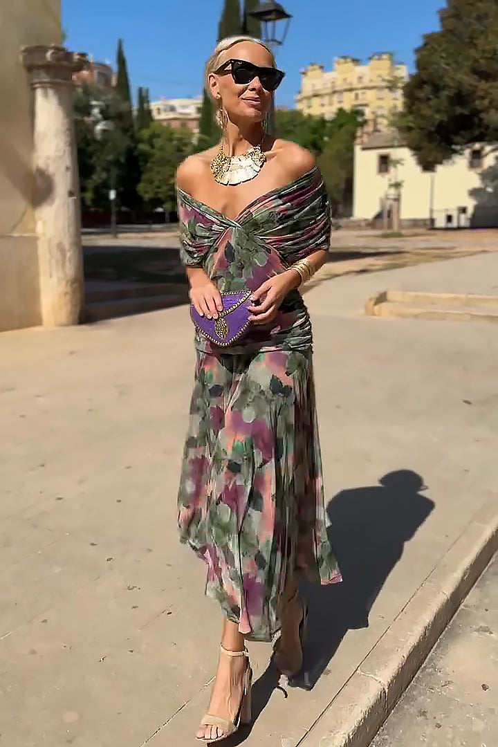 Women's Elegant V-Neck Maxi Dress | Fluid Summer Evening Gown 1