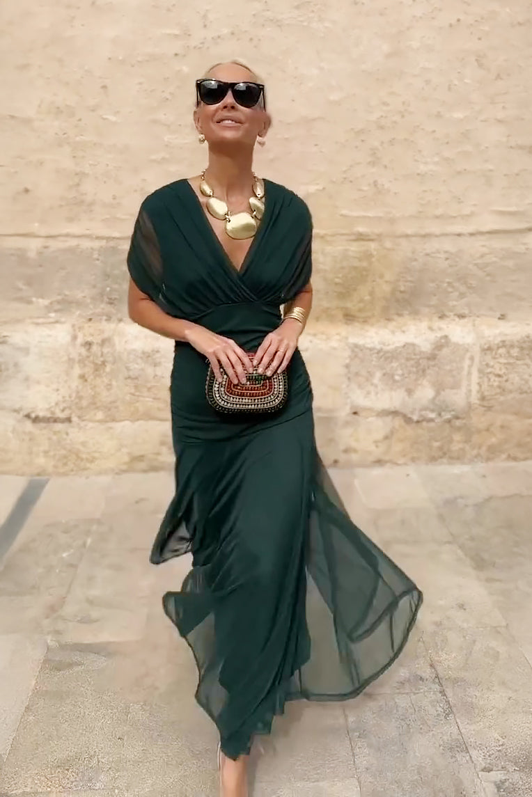 Women's Elegant V-Neck Maxi Dress | Fluid Summer Evening Gown 5