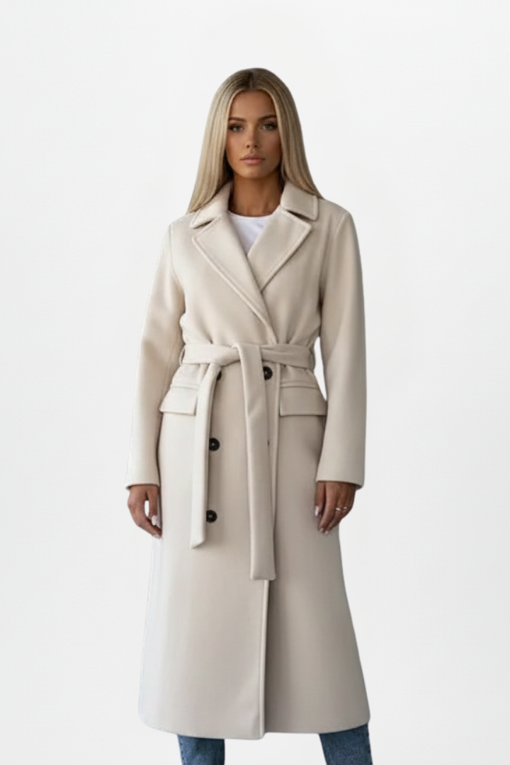 Women's Elegant Wool Blend Long Coat | Classic Double-Breasted Winter Overcoat 0