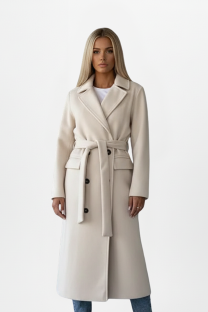 Women's Elegant Wool Blend Long Coat | Classic Double-Breasted Winter Overcoat 0