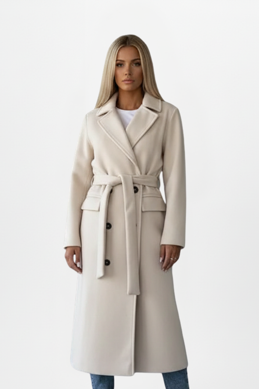 Women's Elegant Wool Blend Long Coat | Classic Double-Breasted Winter Overcoat 0