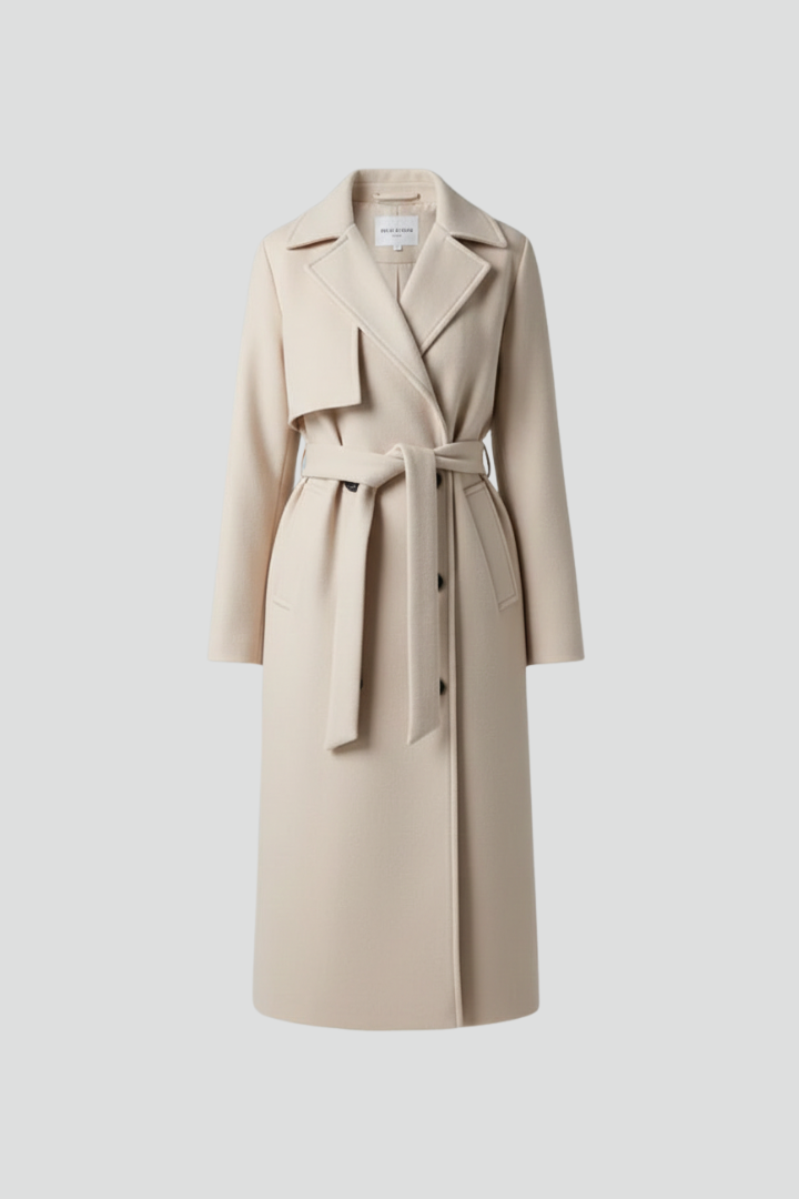 Women's Elegant Wool Blend Long Coat | Classic Double-Breasted Winter Overcoat 1