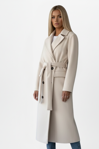 Women's Elegant Wool Blend Long Coat | Classic Double-Breasted Winter Overcoat 2