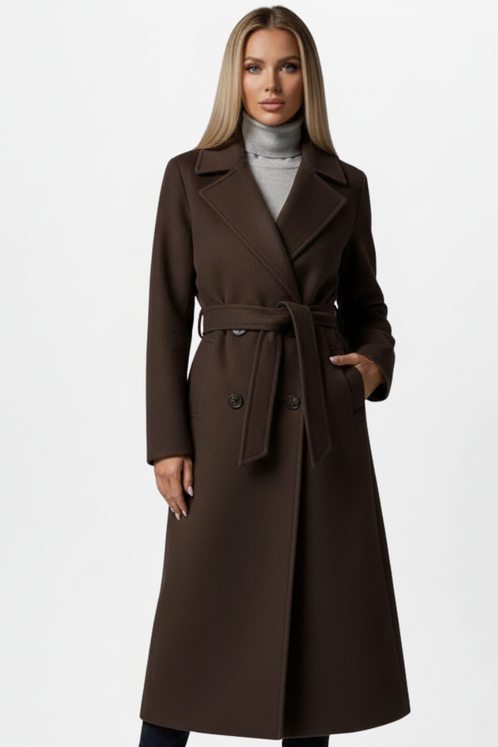 Women's Elegant Wool Blend Long Coat | Classic Double-Breasted Winter Overcoat 5