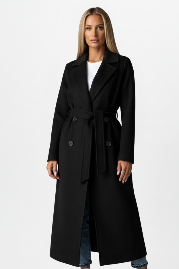 Women's Elegant Wool Blend Long Coat | Classic Double-Breasted Winter Overcoat 7
