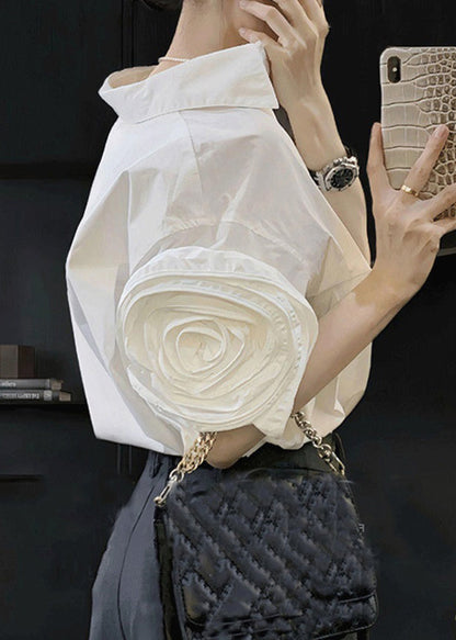 Women's Floral Cotton Blend Blouse | Stylish Peter Pan Collar Summer Top 0