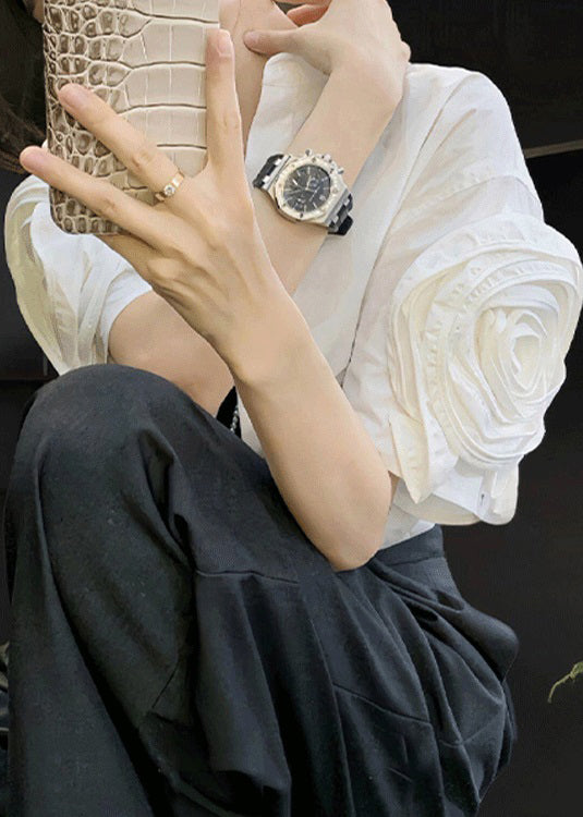 Women's Floral Cotton Blend Blouse | Stylish Peter Pan Collar Summer Top 2