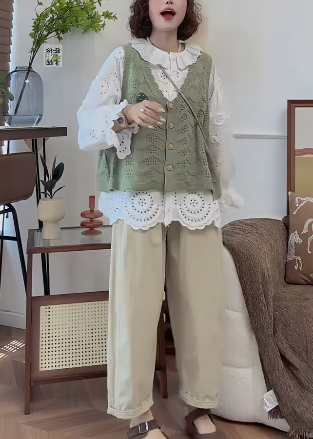 Women's Floral Cotton Blouse | Elegant White Puff Sleeve Summer Top 2