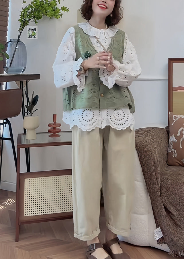 Women's Floral Cotton Blouse | Elegant White Puff Sleeve Summer Top 3