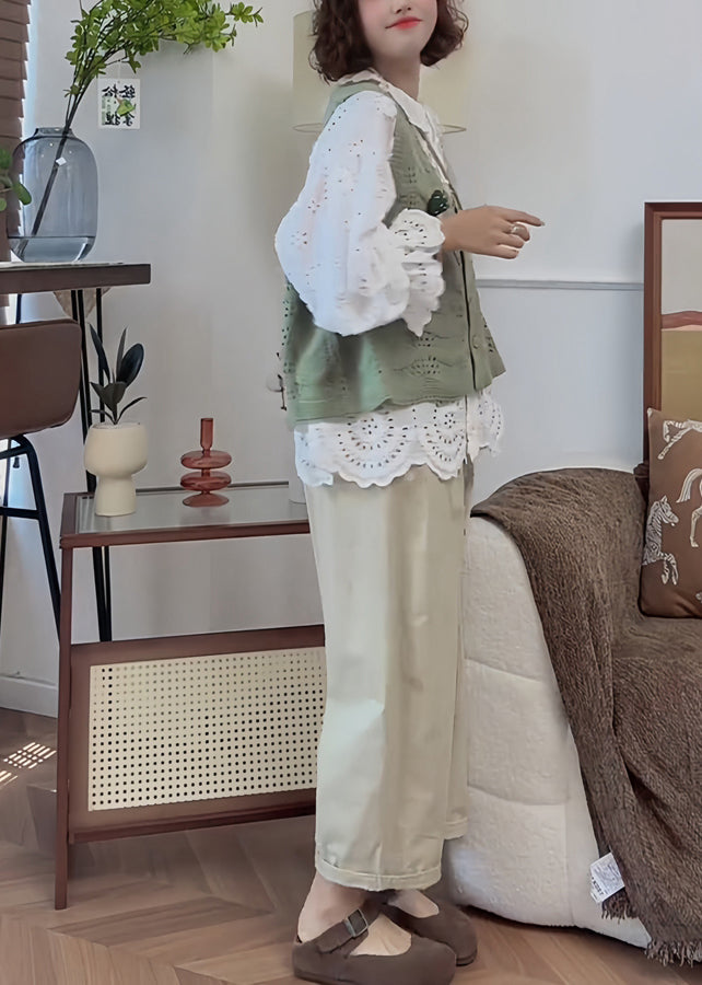 Women's Floral Cotton Blouse | Elegant White Puff Sleeve Summer Top 4