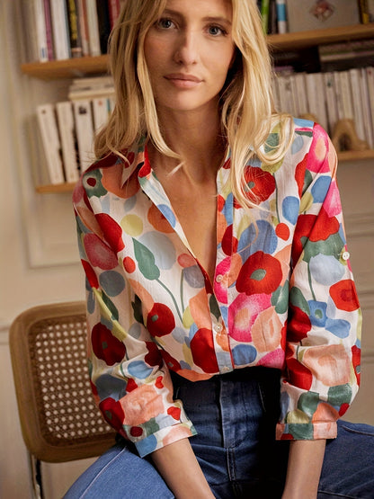 Women's Floral Print Blouse | Relaxed Long Sleeve Summer Top | Stylish Oversized Fit 3