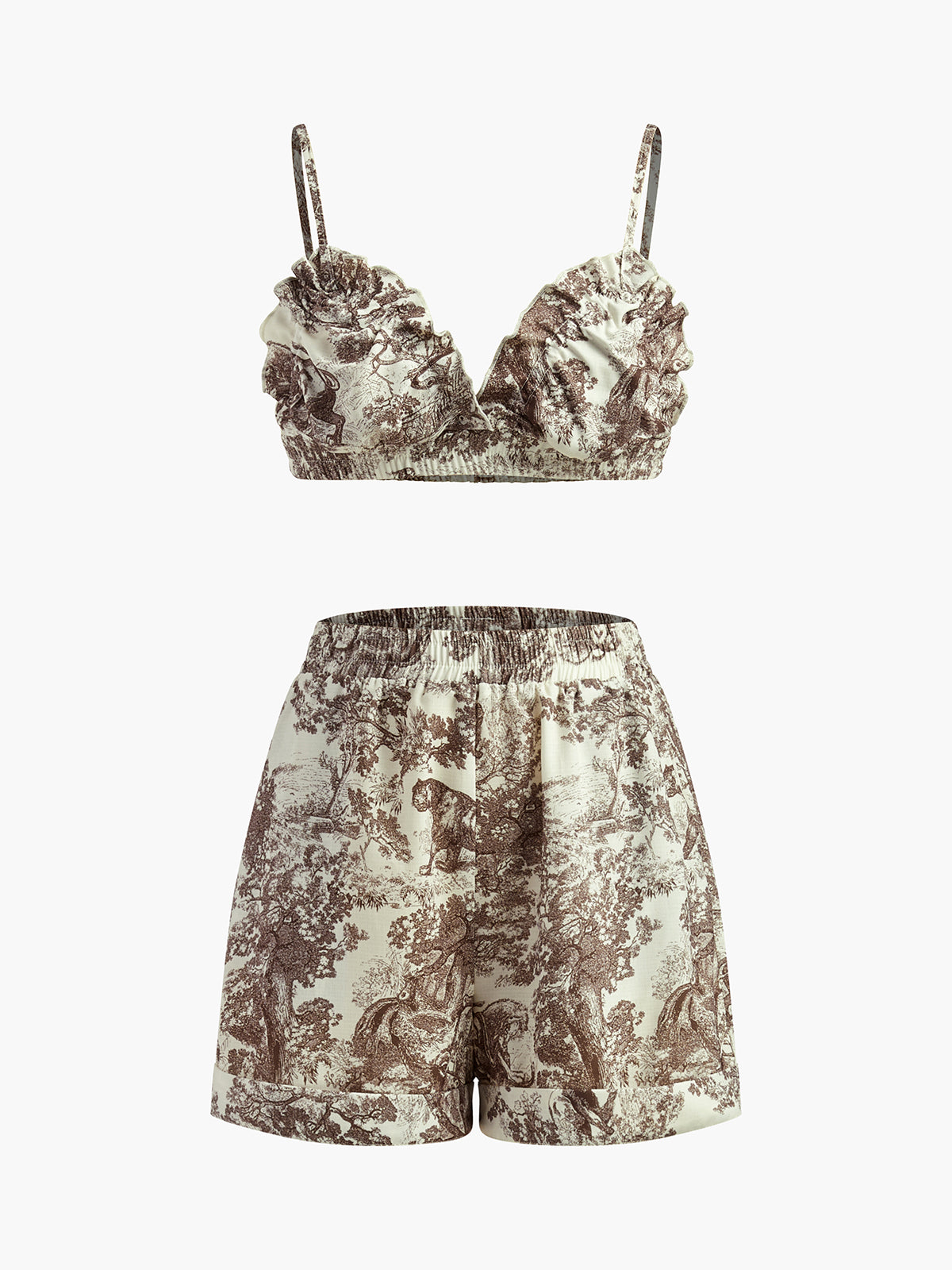 Women's Floral Print Polyester 3-Piece Shorts Set | Breezy Summer Outfit 8