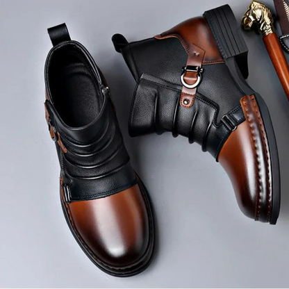 Women's Genuine Leather Black Ankle Boots | Stylish Folded Design with Buckle Strap 5