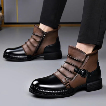 Women's Genuine Leather Black Ankle Boots | Stylish Folded Design with Buckle Strap 8