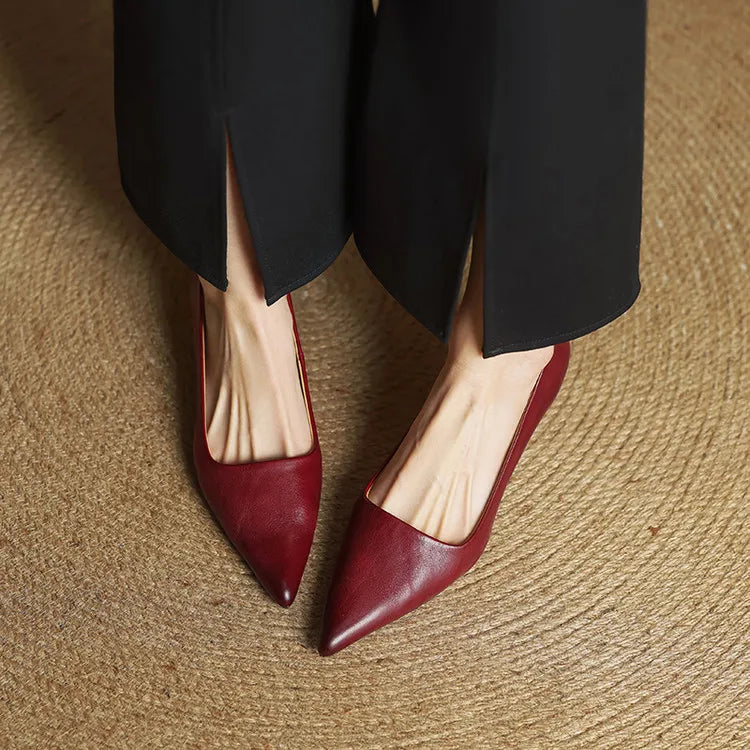 Women's Genuine Leather Kitten Heels | Elegant Pointed-Toe Dress Shoes 3