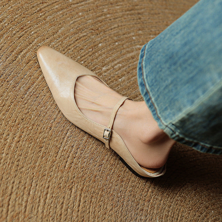 Women's Genuine Leather Mules | Elegant Pointed-Toe Slip-On Shoes 1