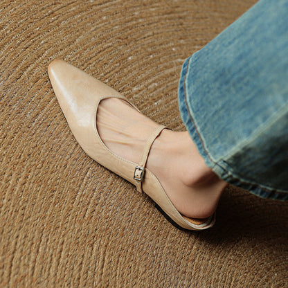 Women's Genuine Leather Mules | Elegant Pointed-Toe Slip-On Shoes 1