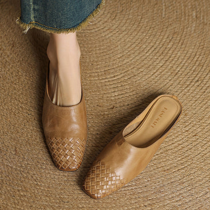 Women's Genuine Leather Mules | Intricately Woven Slip-On Shoes | Comfortable Everyday Footwear 8