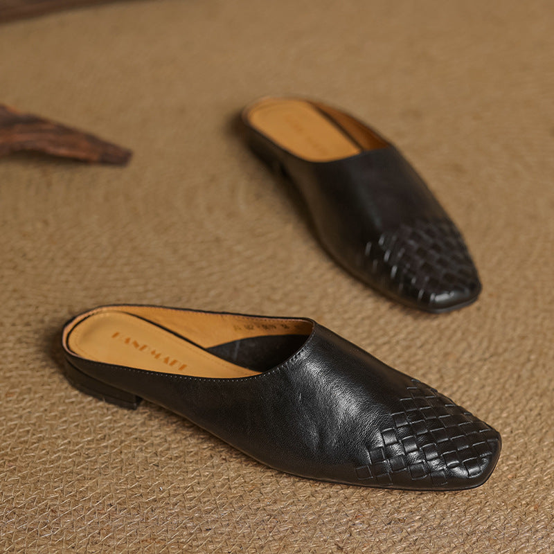 Women's Genuine Leather Mules | Intricately Woven Slip-On Shoes | Comfortable Everyday Footwear 9