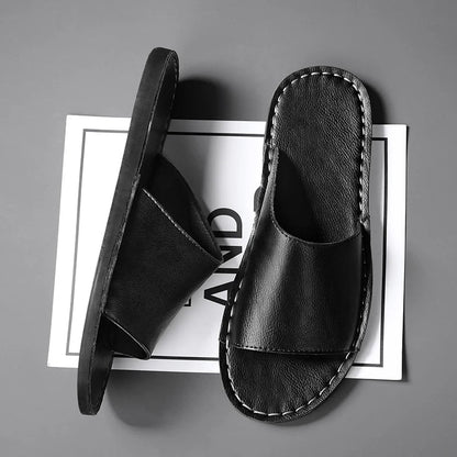 Women's Genuine Leather Slide Sandals | Comfortable Minimalist Open-Toe Footwear 5