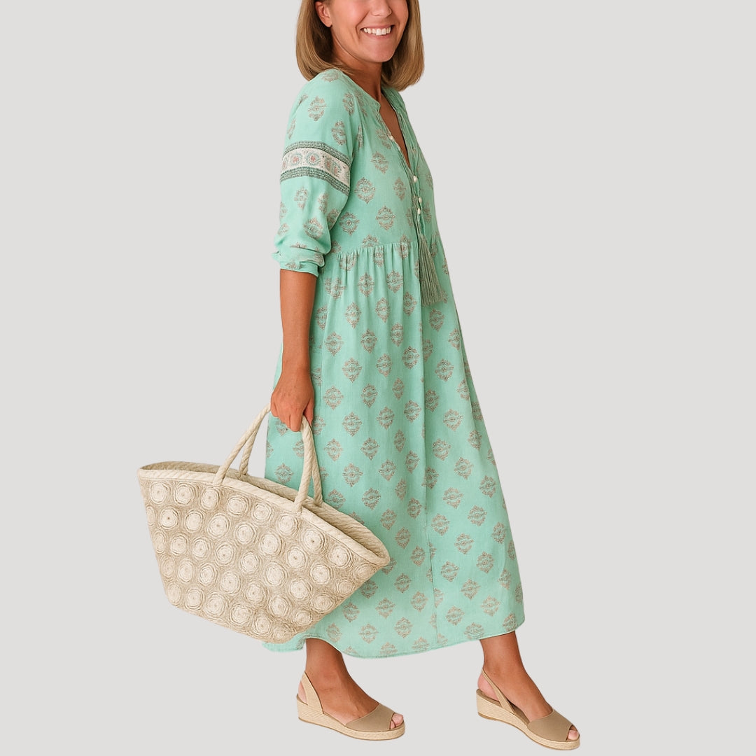 Women's Lightweight Boho Midi Dress | Relaxed Fit Summer Dress with Tiered Hem 3