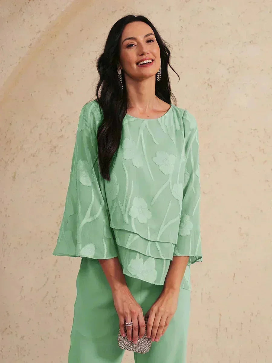 Women's Lightweight Chiffon Blouse | Elegant Floral Summer Top for Women | Relaxed Fit Cape Sleeve Design 14