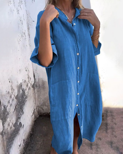 Women's Lightweight Linen Shirt Dress | Flattering Plus Size Summer Dress 2
