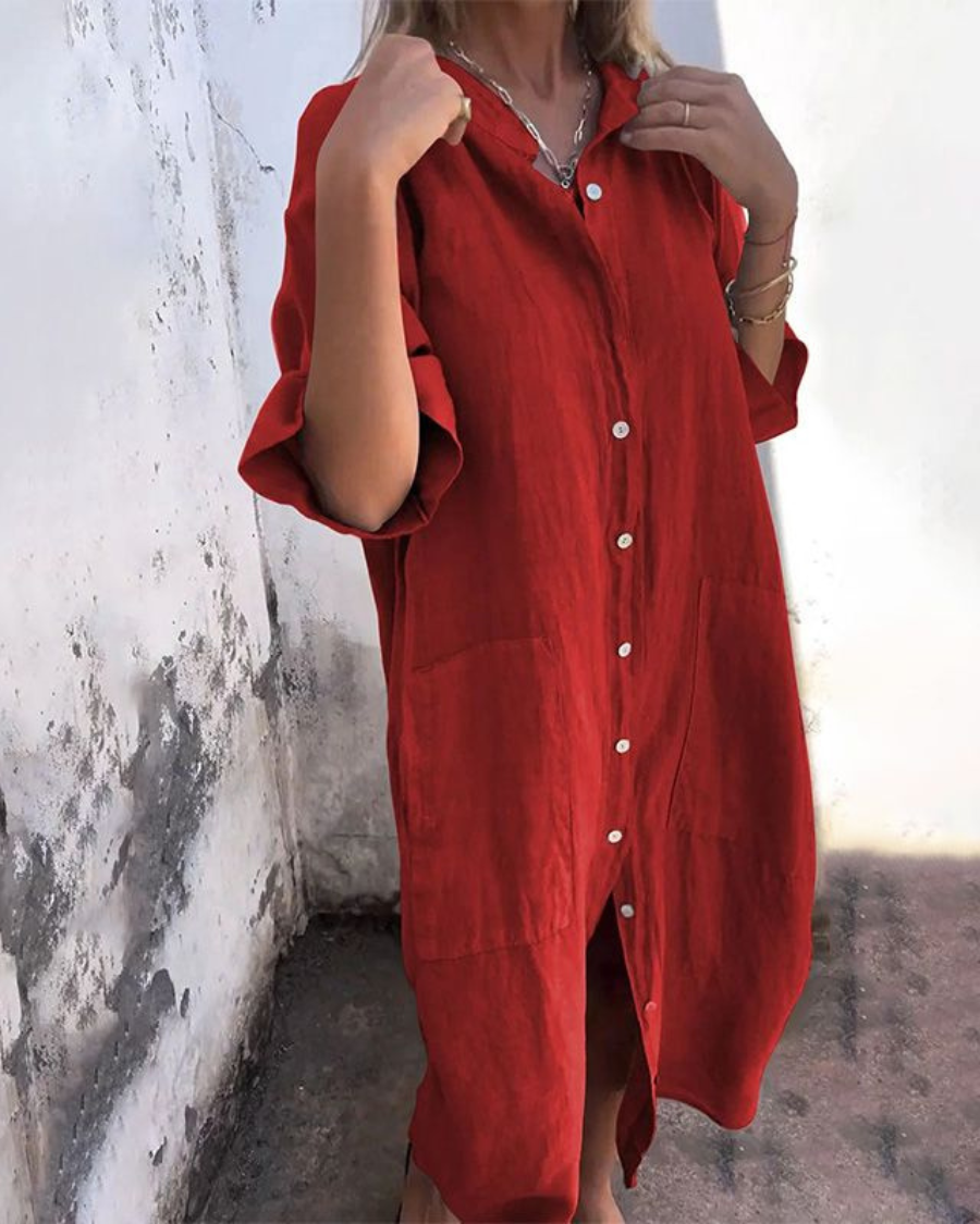 Women's Lightweight Linen Shirt Dress | Flattering Plus Size Summer Dress 5